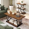 Bekrvio 2-Tier Storage Coffee Table, 41.7" Rectangle Wood Center Table with Geometric Metal Legs for Living Room & Home Office - 3 of 4