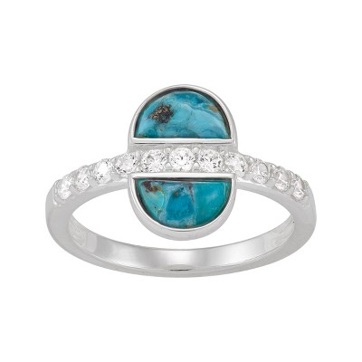 Silpada 'Good Lessons' Sterling Silver Compressed Turquoise and Cubic Zirconia Ring