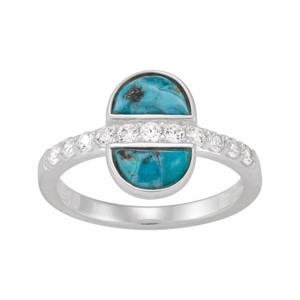 Silpada 'Good Lessons' Sterling Silver Compressed Turquoise and Cubic Zirconia Ring - 1 of 4