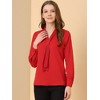 INSPIRE CHIC Women's Long Sleeve Pleated Tie Neck Office Blouses - 2 of 4