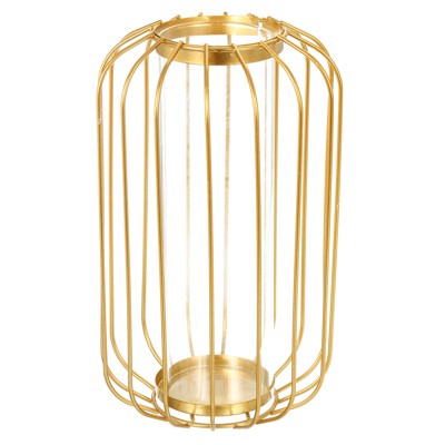 Unique Bargains Flower Plant Lantern Style Container Glass Tube Metal Rack Stand Clear Vase