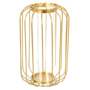 Unique Bargains Flower Plant Lantern Style Container Glass Tube Metal Rack Stand Clear Vase - 1 of 4