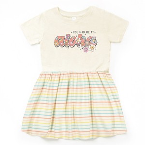 The Juniper Shop You Had Me At Aloha Toddler Dress - 5/6T - Natural Stripe - 1 of 4