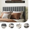Bed Frame with Velvet Headboard Adjustable Strong Wood Slats, No Box Spring Needed - 4 of 4