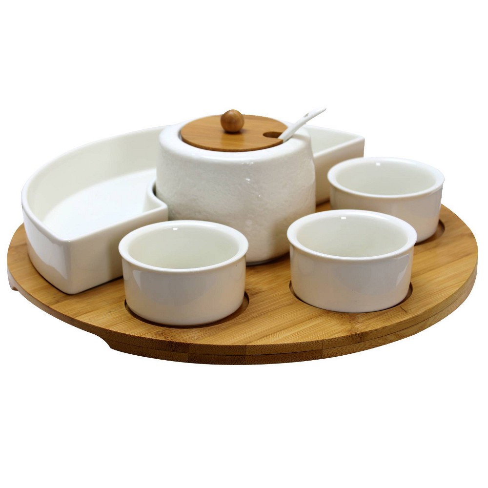 Photos - Serving Pieces 8pc Stoneware Party Serving Set White - Elama