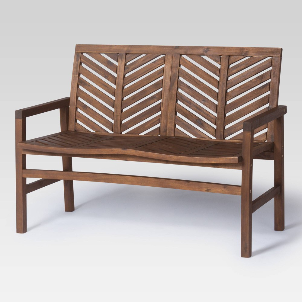 Coro Chevron Slatted Patio Loveseat – Dark Brown – Saracina Home