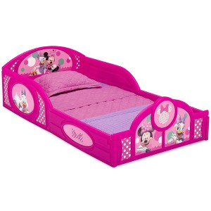 Delta Children Plastic Sleep and Play Toddler Kids' Bed with Attached Guardrails - Minnie Mouse - 1 of 4