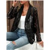 Women's Casual Open Front Lace Cardigan Mesh Shrug Cover Ups Lapel Neckline Solid Long Sleeve Elegant Jacket Blazer - 2 of 4