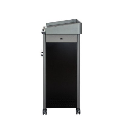 45.5'' Charcoal Steel Lectern with Wheels and Shelves