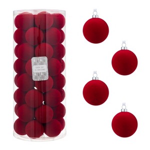 Every Day is Christmas Velvet 50ct 57cm/2.24" Christmas Ornaments, Shatterproof Christmas Tree Ornament Set, Flocking Ball Decorations - 1 of 4