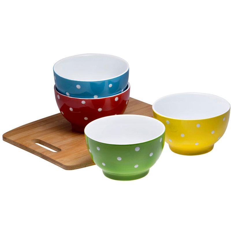 Bruntmor 20oz Porcelain Dip Bowls , Set of 4, Polka Dots, 3 of 7