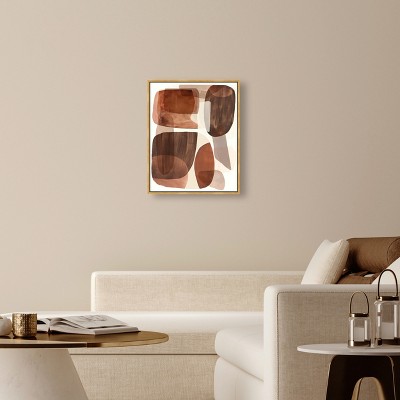 Utah Hills II Earth Tone Abstract Canvas Art with Gold Frame