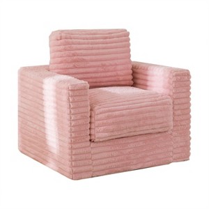 Itopfox Kids Faux Fur Bean Bag Chair with Pillows, Comfy Floor Sofa for Boys and Girls, Cozy Armrests, Lazy Chair Couch in Pink - 1 of 4