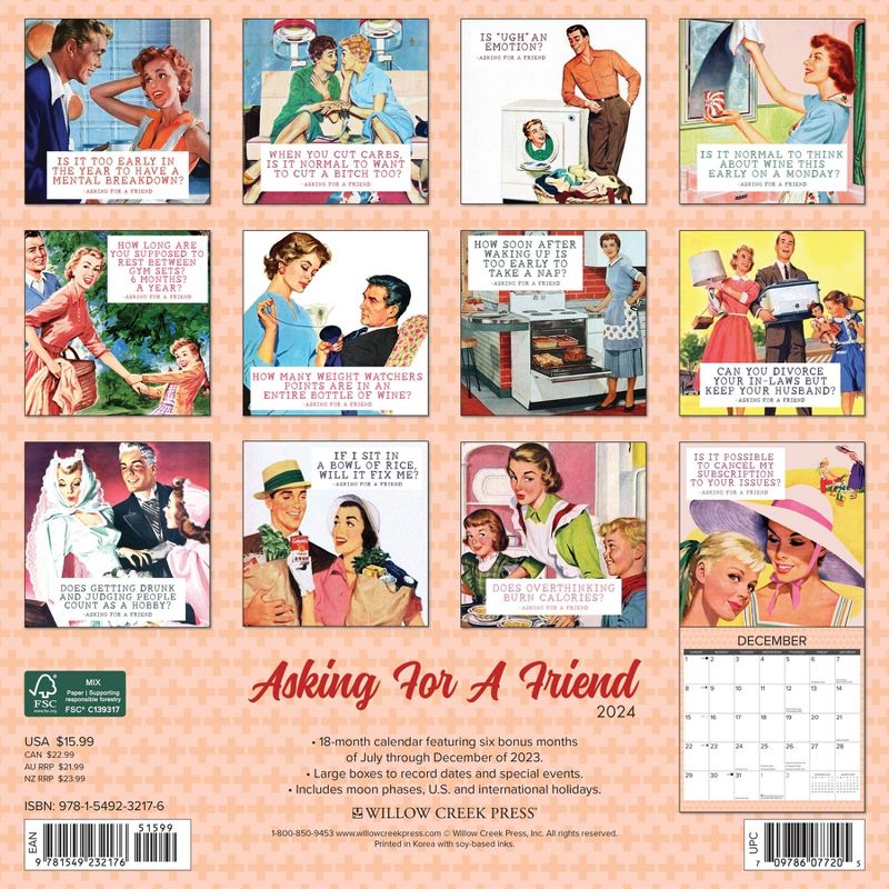 Willow Creek Press 2024 Wall Calendar 12&#34;x12&#34; Asking for a Friend, 2 of 4