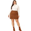 Agnes Orinda Women's Plus Size Formal Faux Suede Printed Side Buttons Bodycon Mini Skirt - 3 of 4