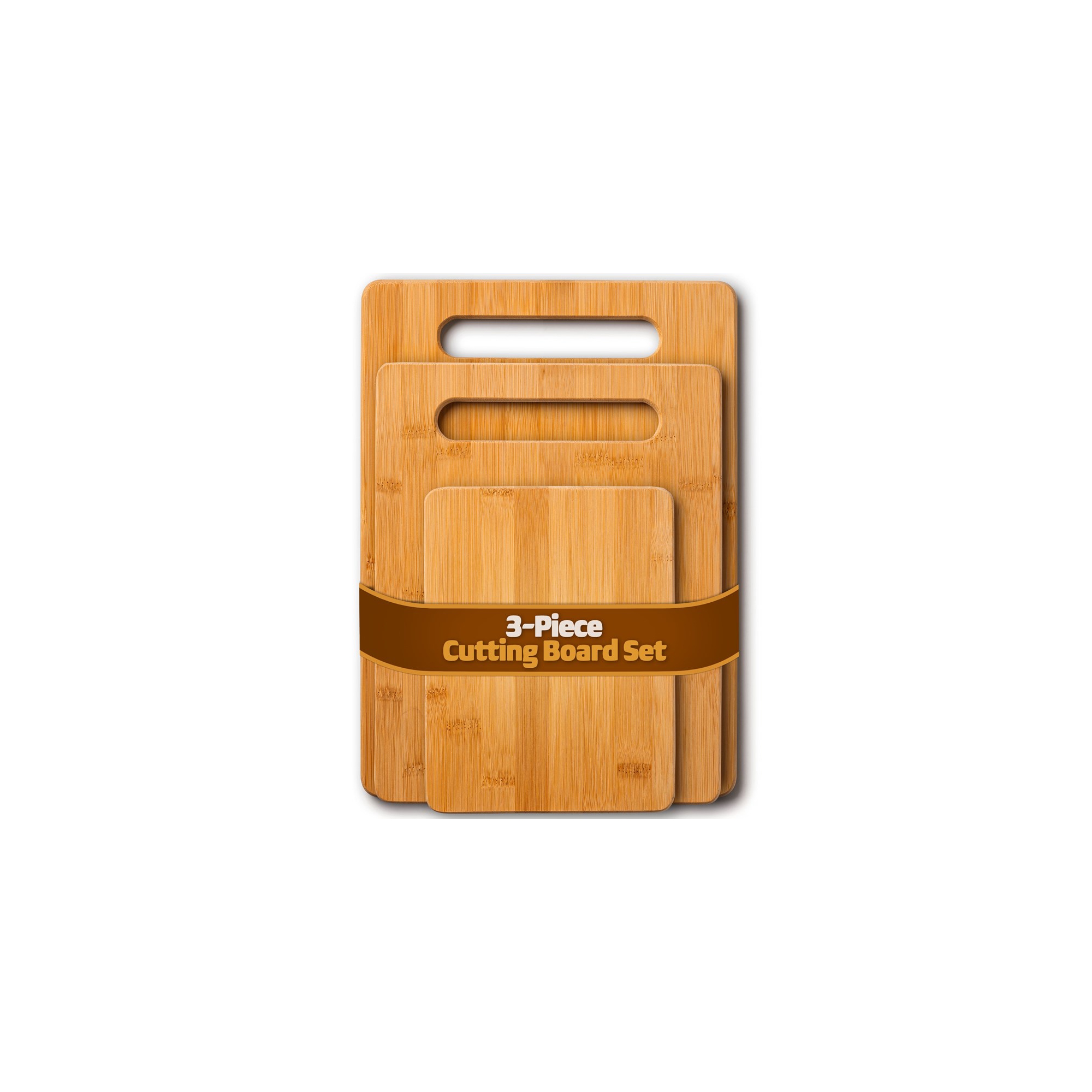 Bamboo Cutting Board Set, 3-Piece Wooden Chopping & Serving Tray for Food Prep, Meat, Vegetables, Cheese & More, Premium Craftsmanship & 100% Organic