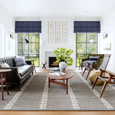 Morgan Gray Geometric Check Wool and Cotton 3' x 5' Area Rug