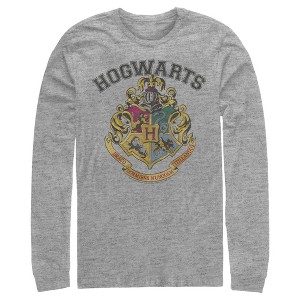 Men's Harry Potter Vintage Hogwarts Crest Long Sleeve Shirt - 1 of 4