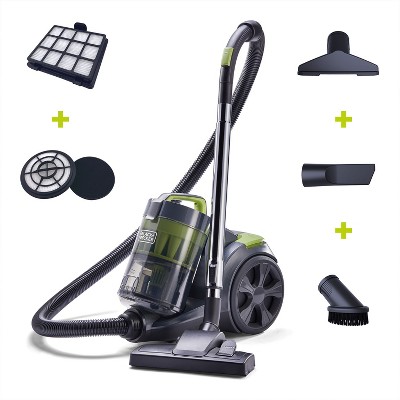 Black and Decker BDCAV217 1200 Amp Bagless Canister Vacuum Cleaner with HEPA Filter, 5 Foot Hose, and Multiple Attachment Heads, Gray