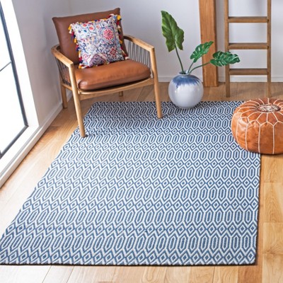 Handmade Blue and Gray Wool Geometric 6' x 9' Area Rug