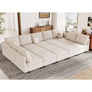 Belffin Large 15 Seat Modular Sectional Sofa with Storage Seat Corduroy Sleeper Sectional Sofa Bed Oversized Convertible Modular Couch for Living Room - 1 of 4
