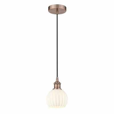 White Venetian - 1 Light Cord Hung Mini Pendant In Modern Style-8 Inches Tall and 6 Inches Wide