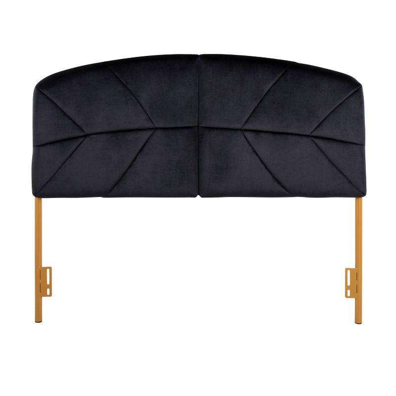 Queen Lindsey Velvet Upholstered Headboard Black/Gold - Lumisource, 5 of 9