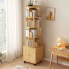 Lyngins Rotating 5-Tier Corner Bookshelves with Wheels,Bookshelf,Vertical Narrow Book Racks,Wood Bookcases for Office,Small Space - 2 of 4
