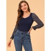 INSPIRE CHIC Women's Sweetheart Neck Contrast Color Floral Chiffon Sleeve Tops - 3 of 4