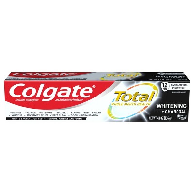 Colgate Total Whitening + Charcoal Paste with Stannous Fluoride Toothpaste - Mint - 4.8oz