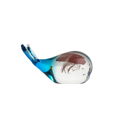 Beachcombers 5" Glass Whale And Jellyfish Figure Coastal Beach House Decor Decoration