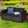 Tangkula 4PCS Rattan Corner Sofa Set Patio Outdoor Furniture Set w/ Black Cushions - 3 of 4