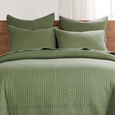 Forest Green Cotton Cross Stitch Euro Shams Set of 2