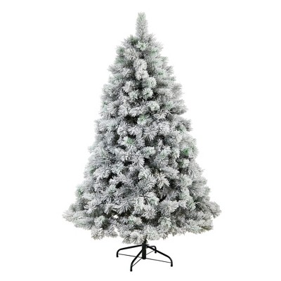 6-ft White Flocked Pine Artificial Christmas Tree with Cool White Lights