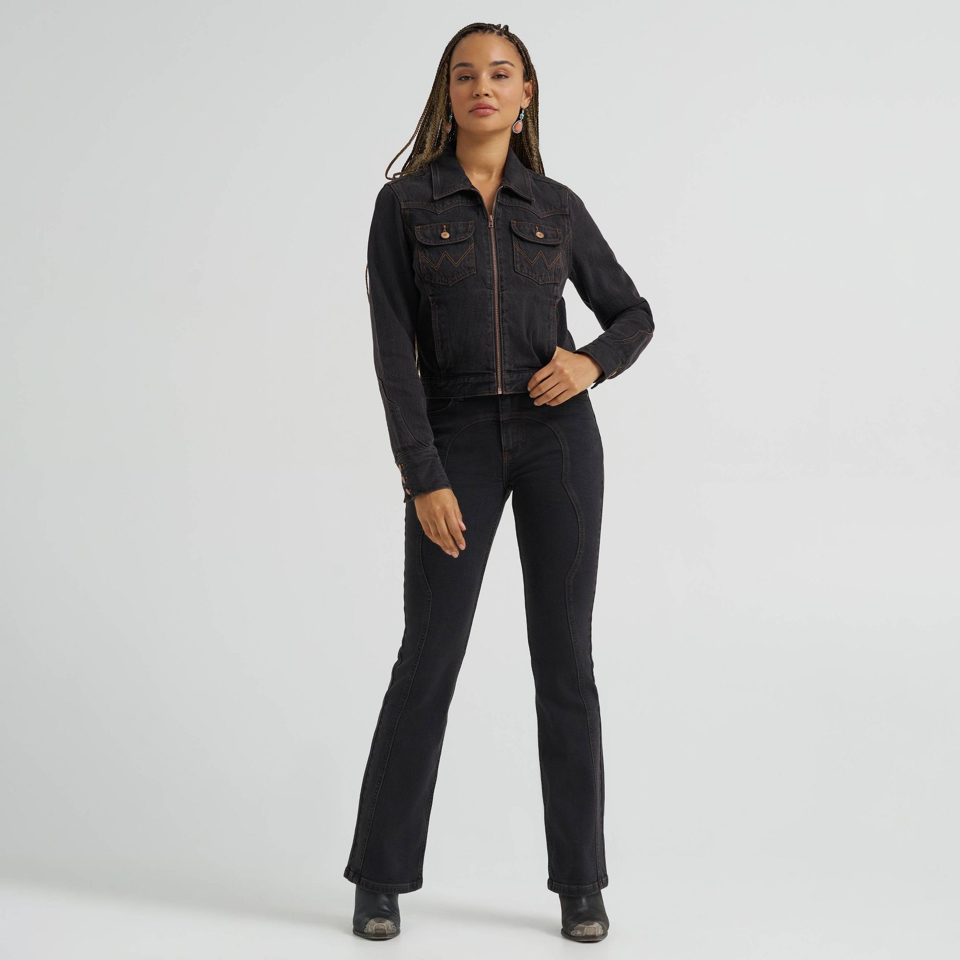 Wrangler Women's High-Rise Chap Seamed Bootcut Jeans - Black