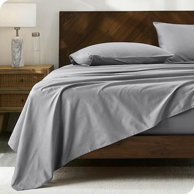 Light Grey Organic Cotton Percale Queen Sheet Set