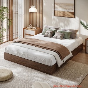 Twin/Twin XL/Full/Queen/Super King/California King Size Wood Platform Bed Frame, Wooden Bed Frame w/ Wood Slat Support No Box Spring Needed - 1 of 4