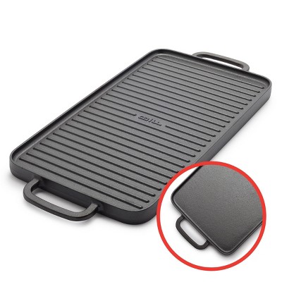 Bobby Flay Double Burner Cast Iron Reversible Griddle with Dual Handles