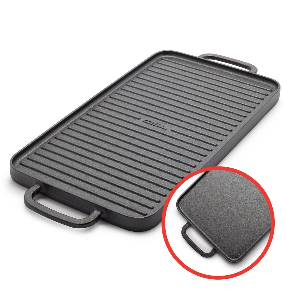 Photos - Pan Bobby Flay Double Burner Cast Iron Reversible Griddle with Dual Handles