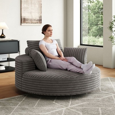 55" Fluffy Corduroy Chenille Foam Swivel Chair,Modern 360° Sleeper Lounge Seat for Living Room or Bedroom–The Pop Home