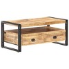 vidaXL Rough Mango Wood Coffee Table with Steel Legs, Industrial Style Living Room Accent Table with 2 Drawers and Shelf, 39.4"x21.7"x17.7" - 2 of 4