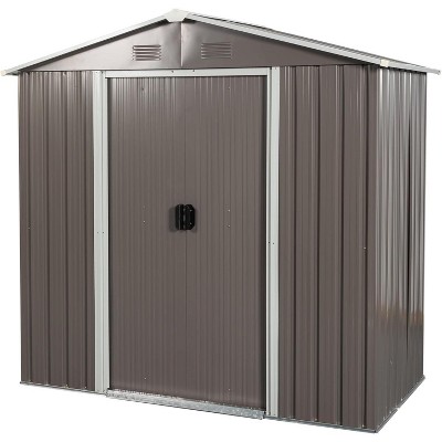 Acekool 6x4FT Outdoor Metal Storage Shed with Floor Frame, UV Resistant Waterproof Steel, Sloped Roof & Lockable Sliding Doors for Backyard