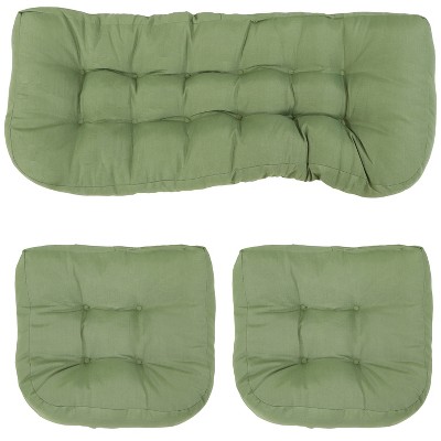 Sunnydaze Outdoor Olefin Polyester Replacement Settee Back and Seat Cushion Set for Bench, Couch, or Loveseat - Green - 3pc
