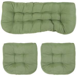 Sunnydaze Outdoor Olefin Polyester Replacement Settee Back and Seat Cushion Set for Bench, Couch, or Loveseat - Green - 3pc - 1 of 4