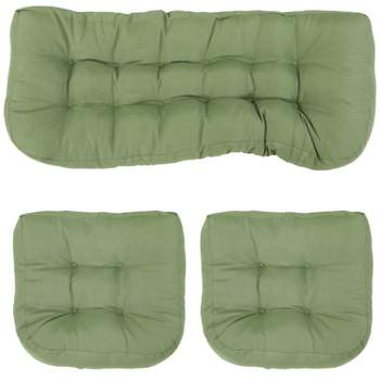 Sunnydaze Indoor/Outdoor Olefin Polyester Replacement Settee Back and Seat Cushion Set for Bench, Couch, or Loveseat - 3pc