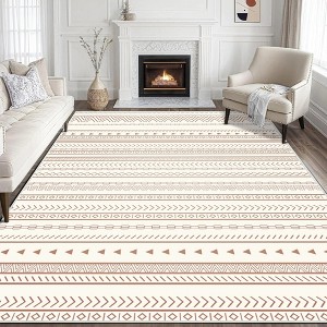 FONTOI 5FT x 7FT / 6FT x 9FT Area Rug Modern Non-Slip Carpet Soft Machine Washable for Living Room and Bedroom, Beige / Gray - 1 of 4