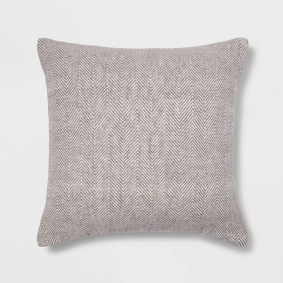 Woven Herringbone Square Throw Pillow Gray - Threshold™