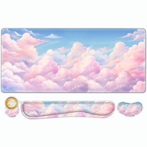 Large Mouse Pad Desk Pad Set, Wrist Rest Support Desk Mat for Keyboard and Mouse, 4PCS 35.4”x15.7 XXL Giant Mouse Pad - 1 of 4