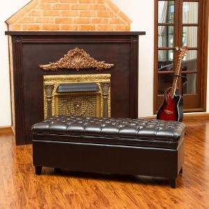 NicBex Rectangular Bonded Leather Storage Ottoman Bench,Upholstered Storage Ottoman with Tufted top,Modern Storage Bench for Living Room,Bedroom - 1 of 4