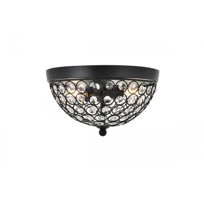 Elegant Lighting Taye 2 light Matte Black Flush Mount